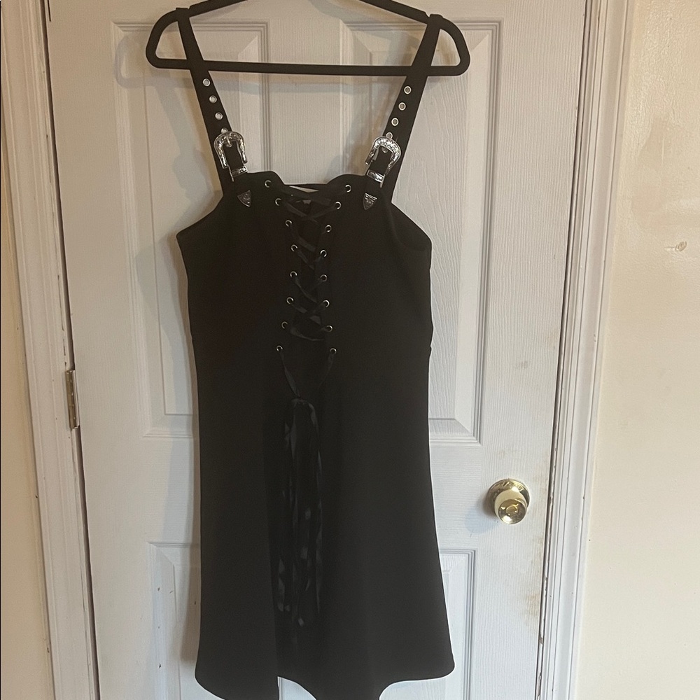 SHEIN Curve Elegant Black Heavy Metal/Goth Corset Dress